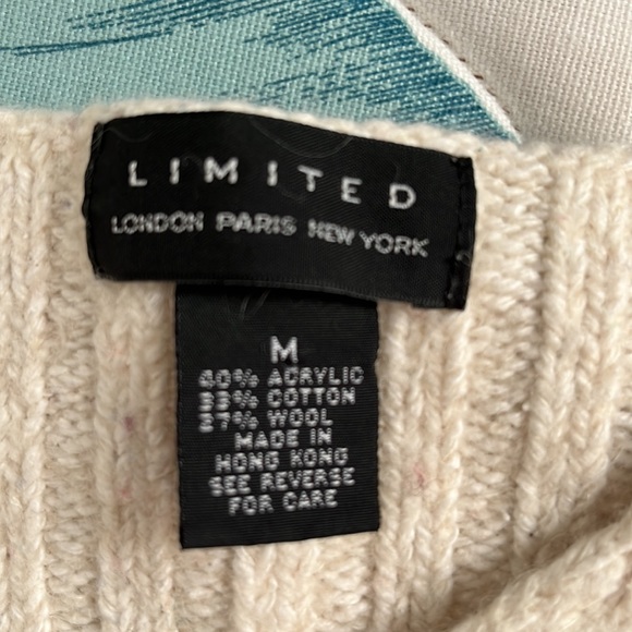 Vintage The Limited Ribbed wool blend sweater, Oatmeal, Size M. - Picture 4 of 5